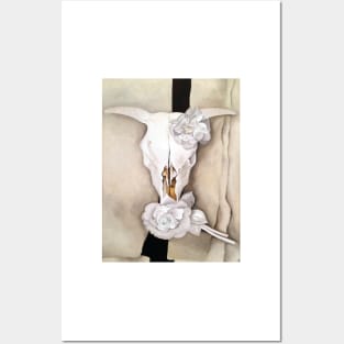 Cow's Skull with Calico Roses Posters and Art